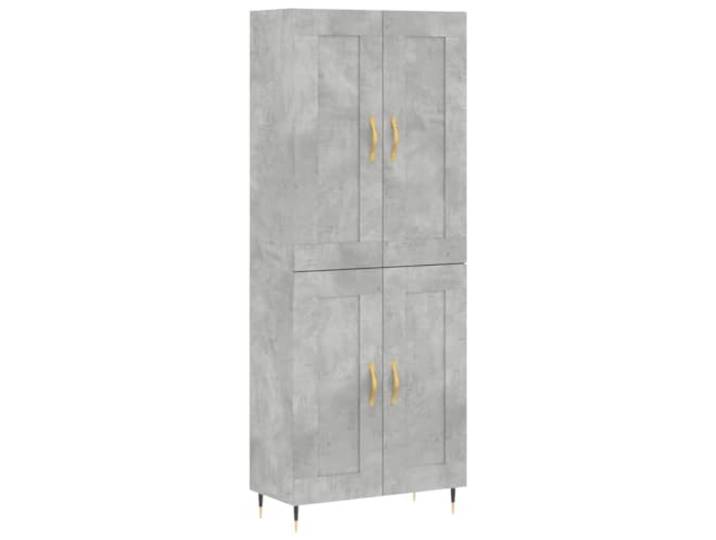 HKTMGDNG Highboard Betongrau 69,5x34x180 cm Holzwerkstoff Schrank Zweiteiliges Möbel mit robusten Metallbeinen für Wohnzimmer und Essbereich, schafft geordnete Stellflächen.