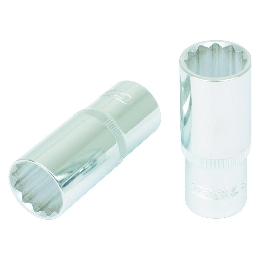 KS Tools Werkzeuge-Maschinen GmbH 1/2" CHROMEplus 12-kant-Stecknuss, lang, 12mm, auf Hänger (12 mm) (918.1678-E)