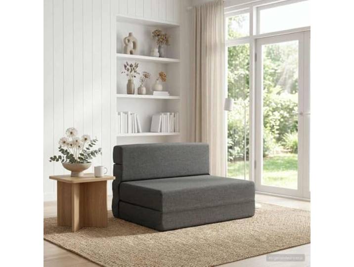 pokgdf Klappsofa Bett Hellgrau 100 x 80 x 60 cm Stoff 100% Polyester, Atmungsaktiv, Waschbarer Bezug, 2-in-1 Design, Platzsparend