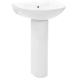 vidaXL Freistehendes Waschbecken mit Säule Keramik Weiß 520x440x190 mm
