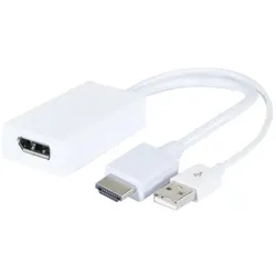 Exertis Connect HDMI zu Displayport 1.2 Konverter Zum Anschluss eines Monitors oder Beamers mit Displayport Anschlus (DisplayPort), Video Adapter, Weiss