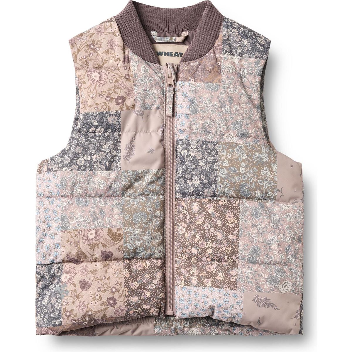 Wheat Lakas Puffer Vest patchwork flowers (9618) 116 7361-913R GRS-9618-116/6y