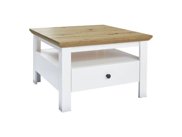 Sauler - Table basse en chêne Artisan-mélaminé blanc L-H-P : 70 - 46 - 70 cm