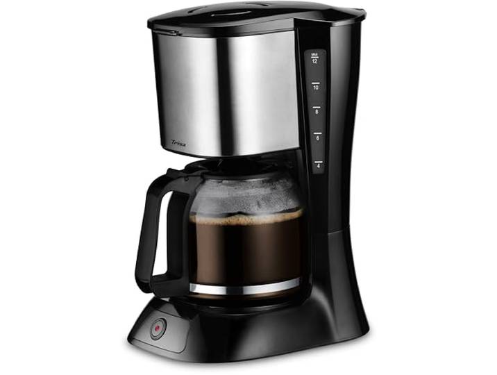 Trisa Kaffeemaschine 12 Tassen, 1.5L, Timer-Funktion, Aromawahl, Schwarz