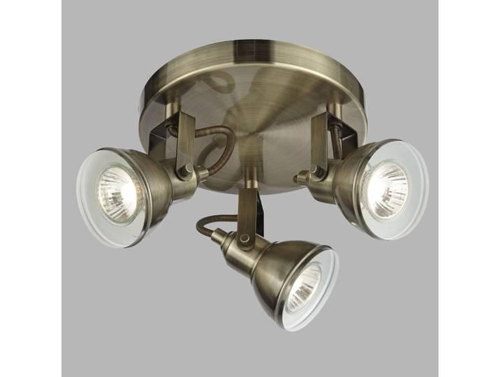 Focus plafonnier Rondelle 3 flammes laiton antique orientable et pivotant