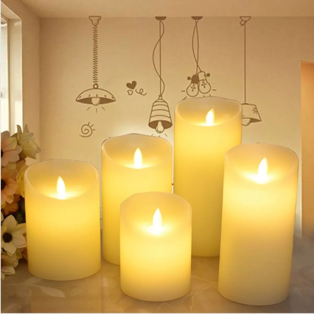 INF Sanft schwingende 7,5x20cm LED Kerze - Flammenlos, Batteriebetrieben