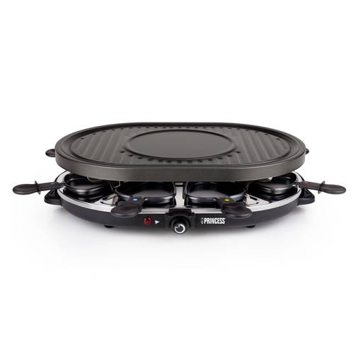 Princess 01.162700.01.001 Raclette 8Pfännchen, Antihaftbeschichtung Schwarz, Edelstahl