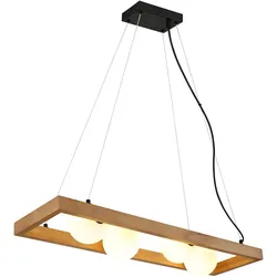 LED Pendellampe Hängeleuchte Schwarz Esszimmerleuchte Holz Glas opal H 150 cm
