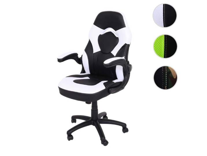 Chaise de bureau MCW-K13 similicuir noir-blanc