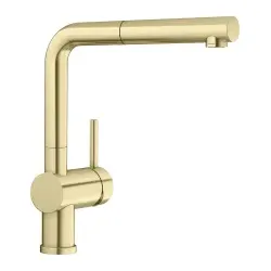 526684 LINUS-S satin gold HD-Armatur mit ausziehbarer Schlauchbrause