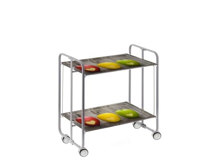 DON HIERRO - Servierwagen, klappbar, 2 Böden, grauem Rahmen. BAUHAUS-42