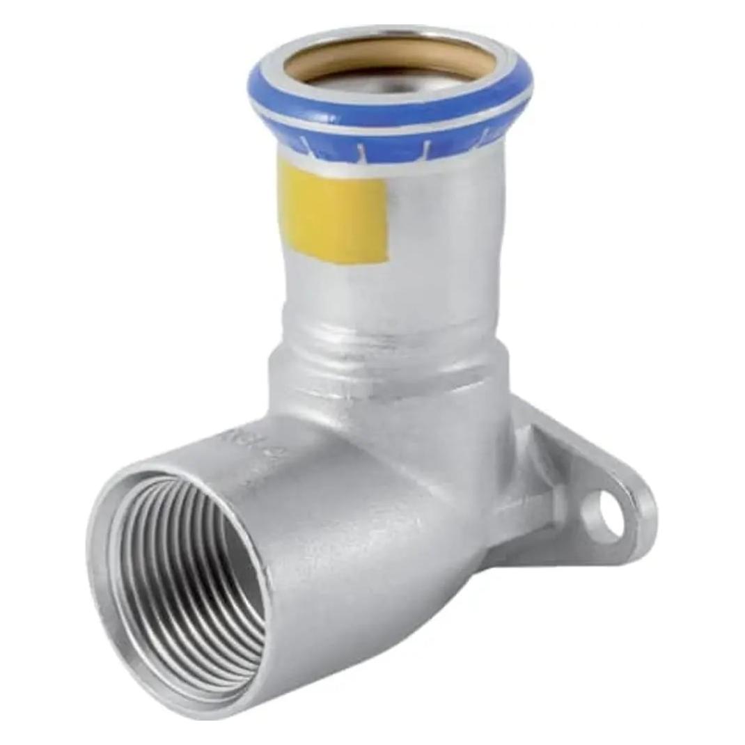 Geberit Gas-Anschlusswinkel Mapress 90G, Edelstahl, 22mmxRp 3/4, Länge 51mm (Winkelverbindung) (70004945)