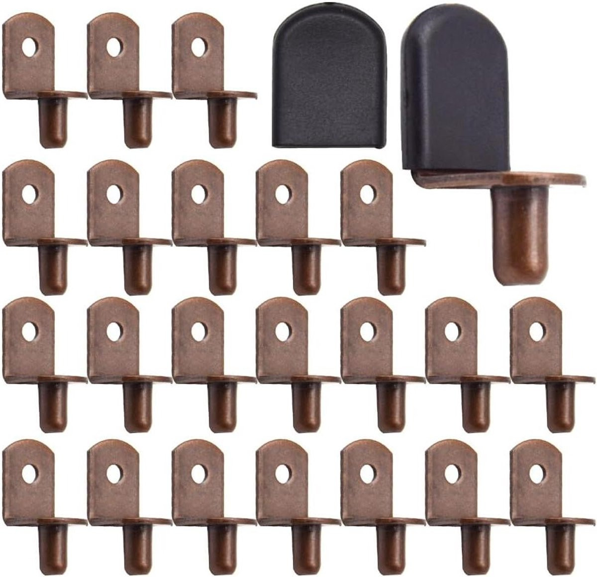 30 stuks L-vormige planksteunen in rood brons met 6 mm pen voor het verstevigen van meubels