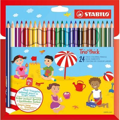 STABILO Dreikant-Buntstift - Trio dick - 24er Pack - mit 24 verschiedenen Farben