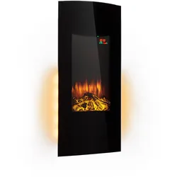 Klarstein Lamington Elektrokamin 2000 W LED-Flammen Heizlüfter Timer Ambientelicht Schwarz
