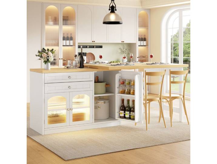 REDOM Kücheninsel mit drehbarer Arbeitsplatte, (hoher Belastbarkeit und vielseitiger Nutzung als Sideboard oder Tisch)