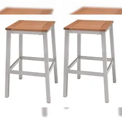 METRO PROFESSIONAL Barhocker 2er-Set Lynx,  Alu/Eukalyptusholz, silber