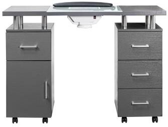 Madison and Park Manicure Table GLASGLOW Grey Salon Nail Table Salon Furniture - N/A