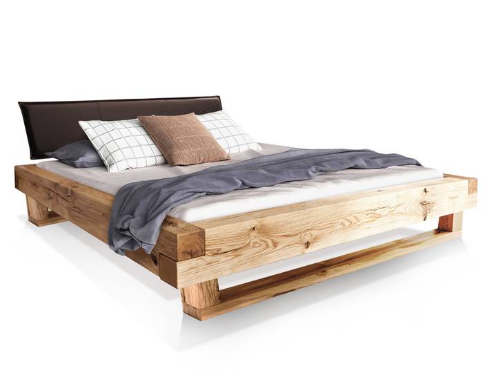 LIAS Balkenbett mit Polsterkopfteil, Holz-Kufenfuß, Material