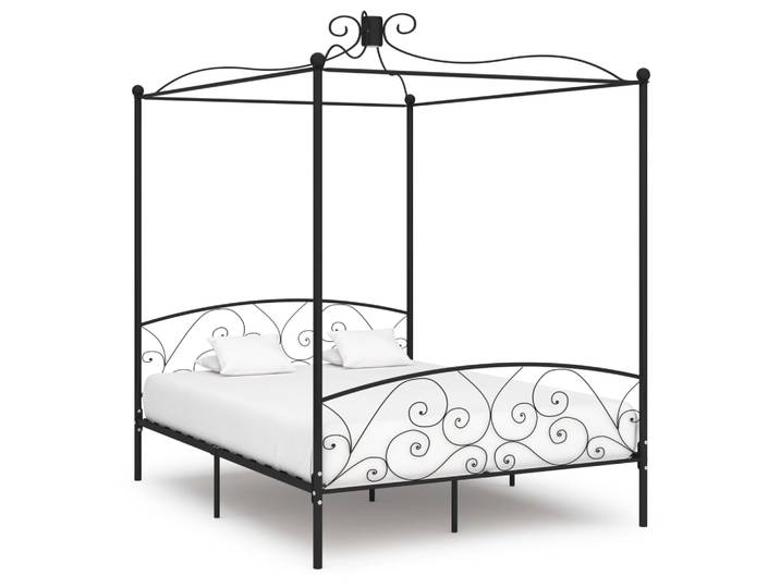vidaXL Himmelbett-Gestell Schwarz Metall 160 x 200 cm