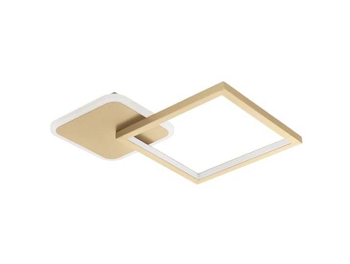 EGLO Luminaire plafonnier LED Gafares\, lampe de plafond dimmable avec télécommande\, lampe de salon carrée en aluminium et acier blanc et doré\, blanc chaud - froid