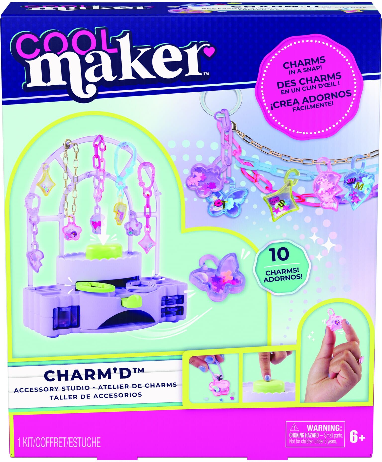 Spin Master Cool Maker Charm'd Accessory Studio Charm Making Kit for Kids, Create Up to 10 Unique Charms with Decorations and Gems