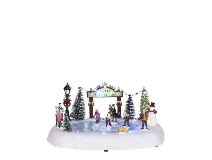 Village de noël bleu plastique h15xl25xl32cm
