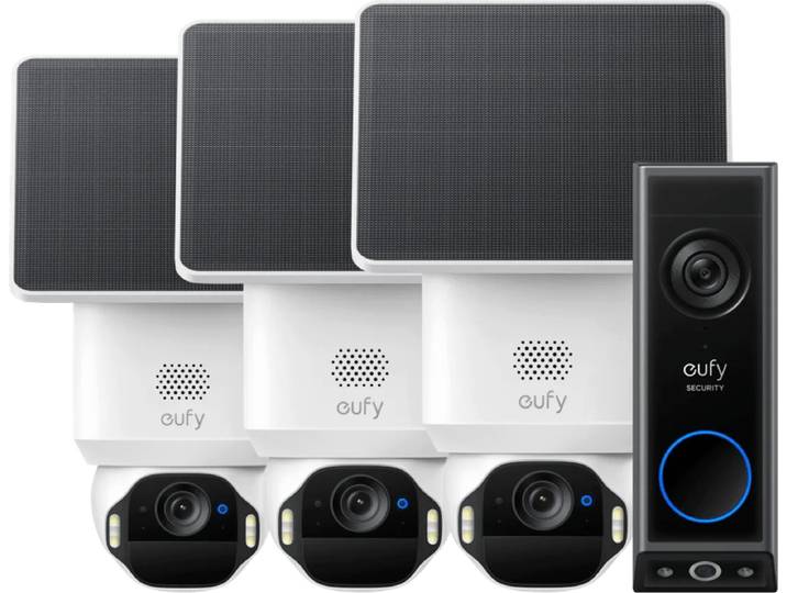 Eufy SoloCam E42 3-Pack + Video Doorbell E340