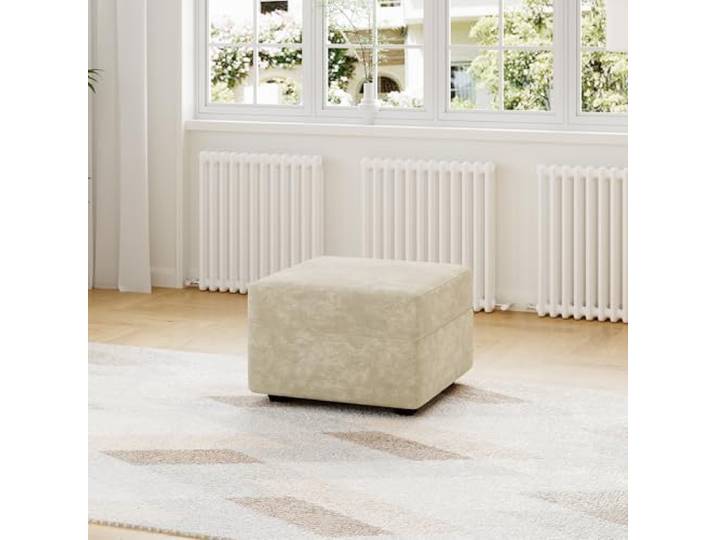 JUMMICO Modulares Sofa mit Stauraum, Beige Sofa mit Stauraum,Links Chaiselongue,Velours‑Stoff für Sofa,Wohnzimmer Couch,Flauschige Cloud‑Polster,Beige