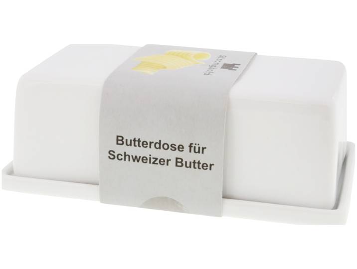 Butterdose für Schweizer Butter Porzellan weiss