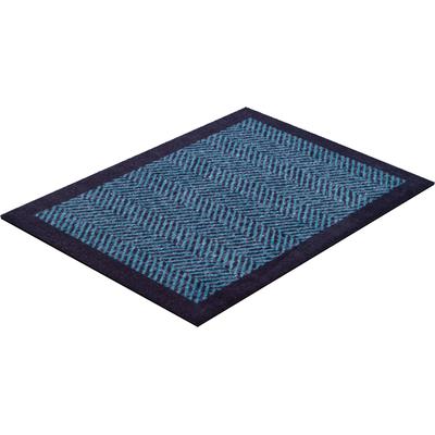 Teppich GRUND "Herringbone", blau (türkis, blau), B:75cm H:8mm L:120cm, Kunstfaser, Teppiche, Teppich, In- und Outdoor geeignet, mit Bordüre