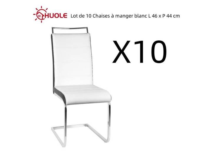 Chaises de salle à manger - HUOLE - Lot de 10 - Simili Blanc et noir - Style contemporain