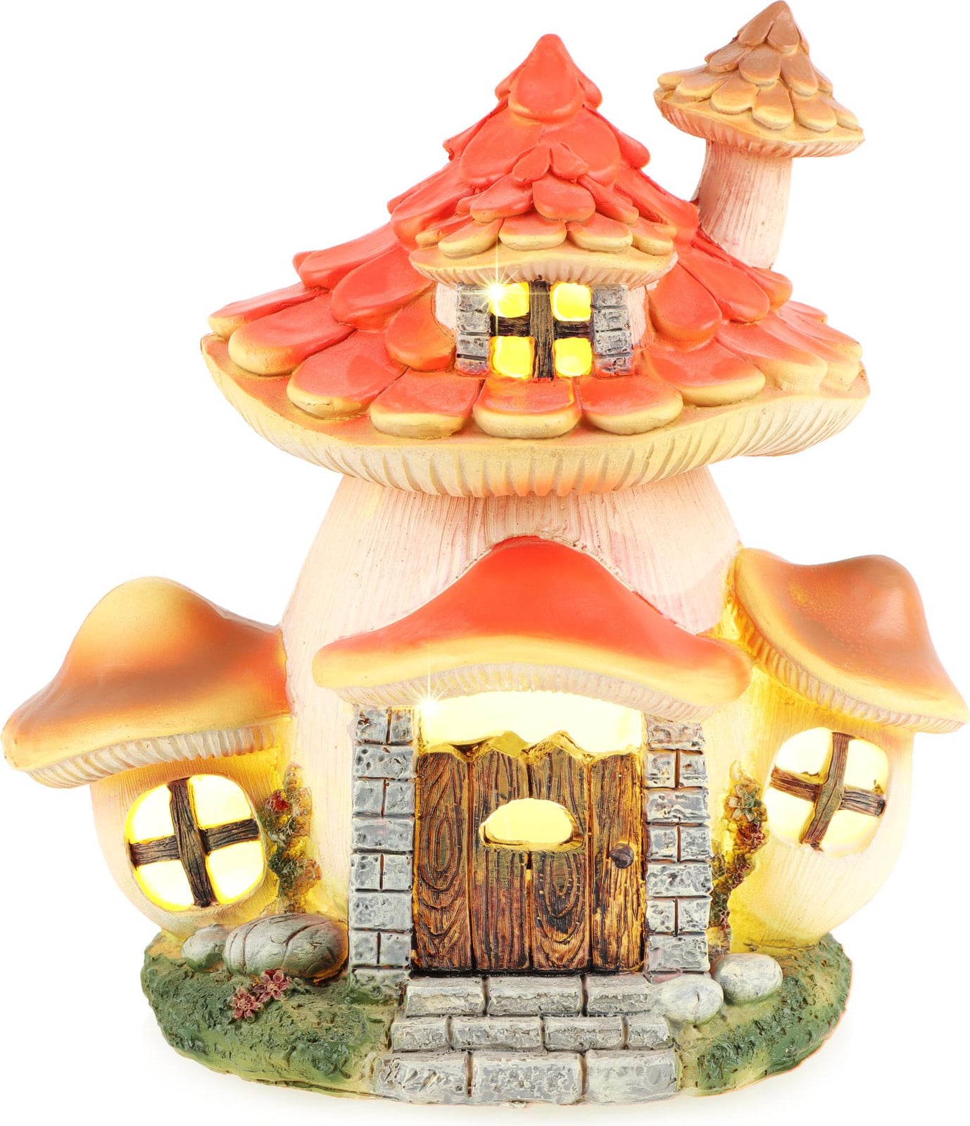 COM-Four Kunststof pilhuisje met LED-verlichting en timer voor herfst en Halloween decoratie
