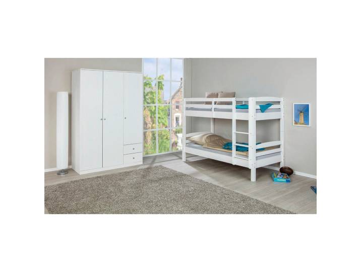 Mid.you Etagenbett Interlink Rick, Weiß, Holz, Kiefer, massiv, 90x190 cm, Lattenrost,nicht verstellbar, Babymöbel & Kindermöbel, Kinderzimmer & Jugendzimmer, Stockbetten