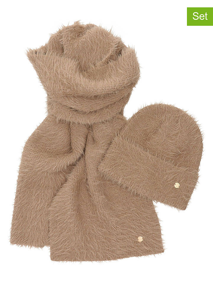 Charm 2tlg. Set: Mütze und Schal in Beige - onesize