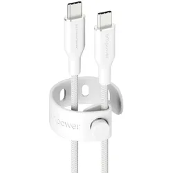 empower™ by PanzerGlass® Racing 60W USB-C to USB-C Kabel, USB 2.0, 1.2M, Silber Weiss