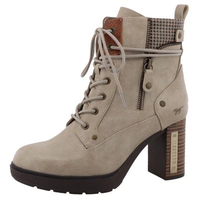 Winterstiefelette MUSTANG SHOES "Nana", Damen, Gr. 39, wärmend, beige, Lederimitat, Textil, Schuhe Winterstiefelette, Schnürstiefelette mit wärmendem Textilfutter