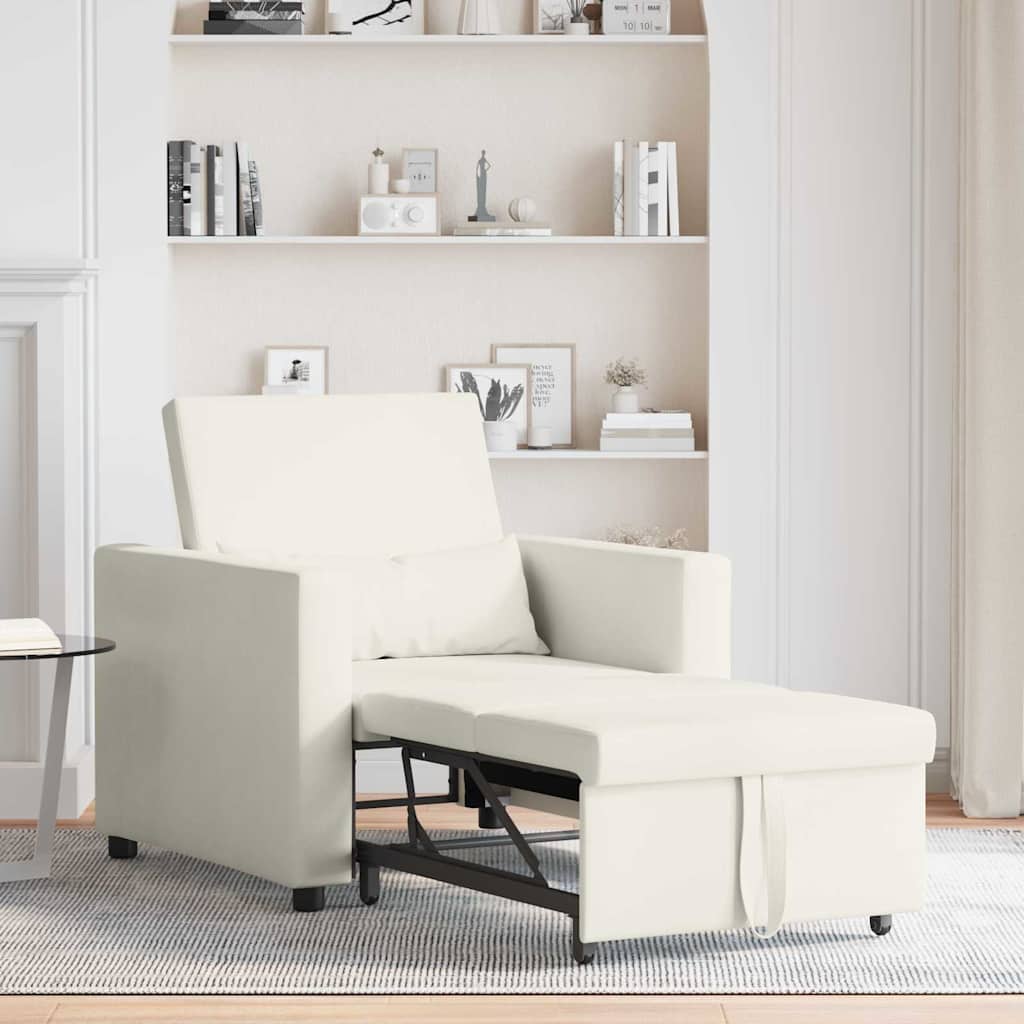 vidaXL Pull out Sofa Bed Single avec des roues Crème Velours