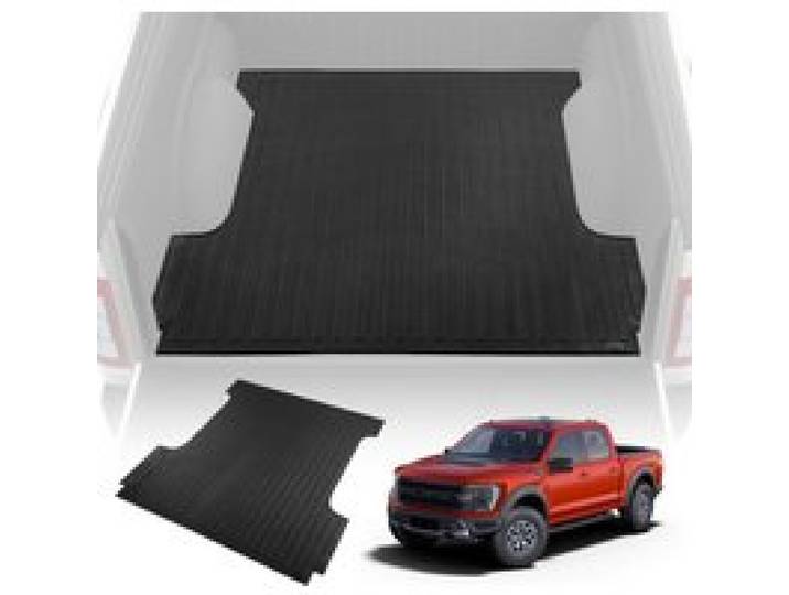 VEVOR Tapis de Coffre en Caoutchouc Antidérapant Tapis de Benne sur Mesure 169x162,5x6 cm Housse de Coffre Facile à Nettoyer Adaptation Parfaite pour Ford F150 2015-2023 Protection du Véhicule Noir