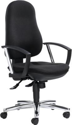 Bürostuhl Topstar POINT DELUXE, mit Armlehnen, Synchronmechanik, Bandscheibensitz, schwarz/chromsilber