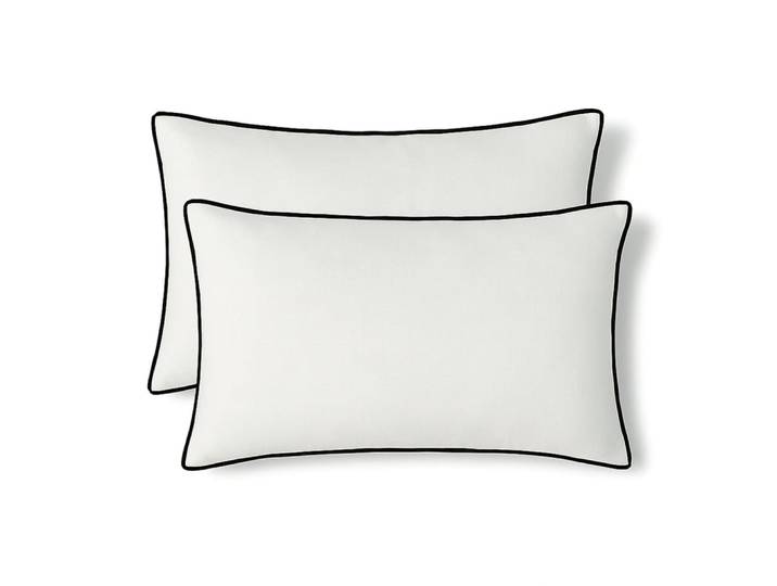 Lot de 2 housses de coussin toile de coton 50x30 blanc & noir
