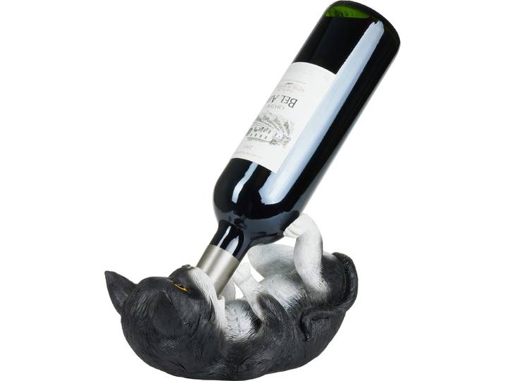 BRUBAKER - Wijnfleshouder - Dorstige Kat - Wijnrek Grappig - Wijn accessoires - Grappige Decoratie - Wijn Cadeau