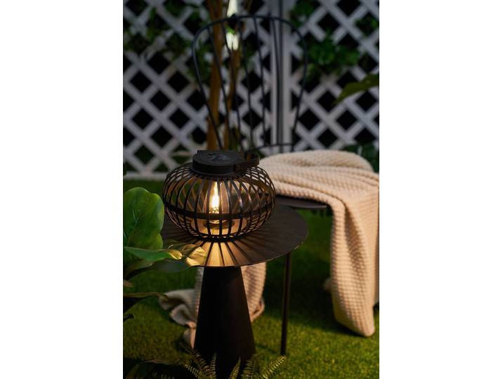Lanterne solaire Sunshine Bliss 20 x 17 x 20cm Noir Partiellement en bambou massif, naturel LED Module LED