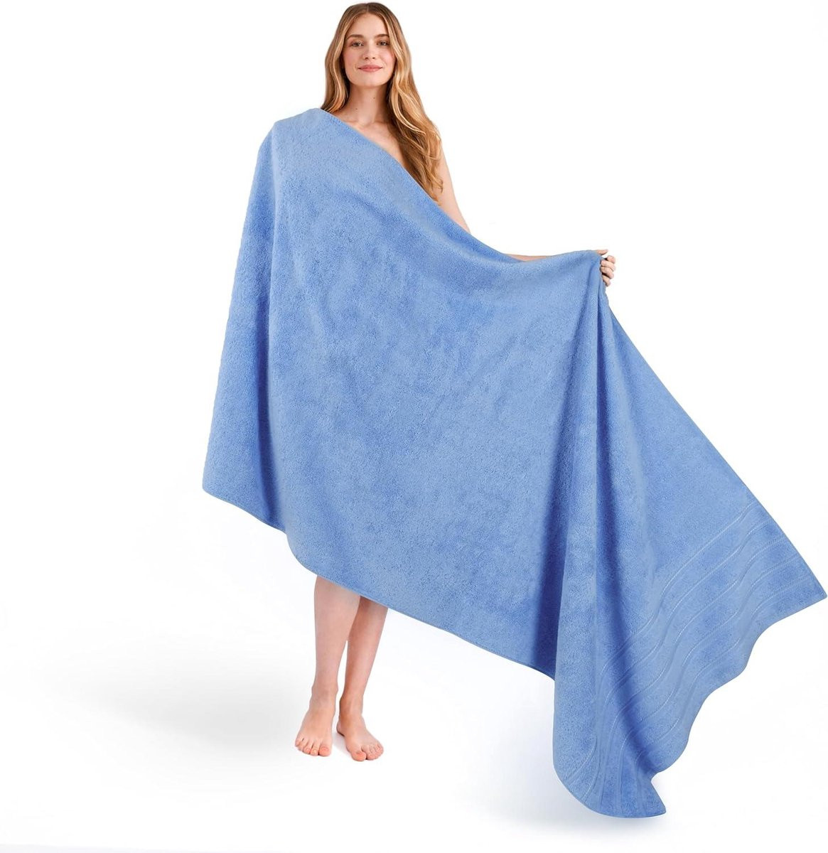 Extra zachte katoenen badhanddoek voor volwassenen - Babyblauw - 89 x 178 cm
