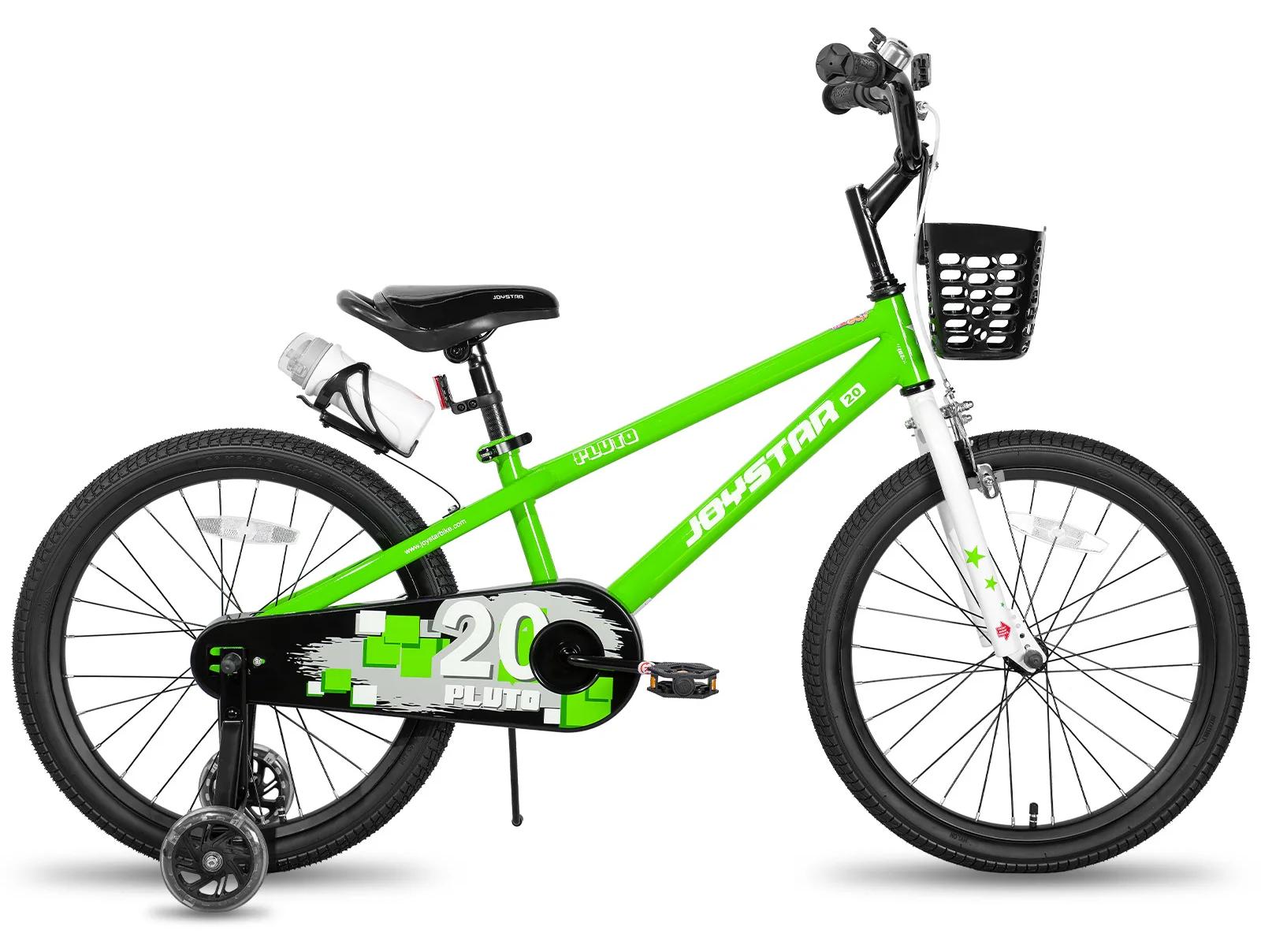 Kinderfahrrad - 45 cm Kinder Fahrrad - Mit leuchtenden Stützrädern - Stahlrahmen - Hintere Trommelbremse - Für 3-12 Jahre - Grün