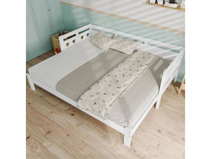 Lit de jour 90x190cm extensible 90-182 cm Lit banquette Blanc