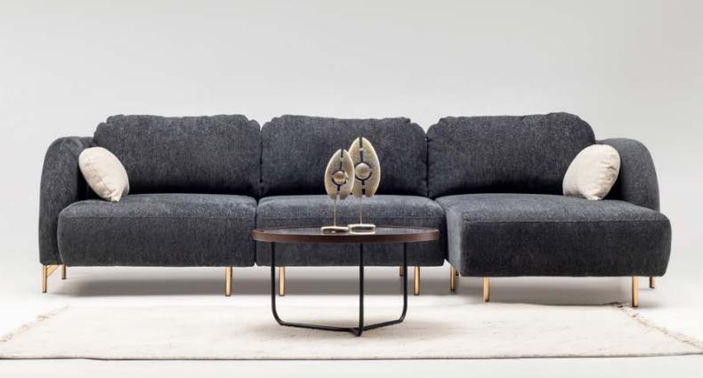 Ecksofa L-Form Polstersofa Stoffsofa Couch Grau Sofa Liege Stoff