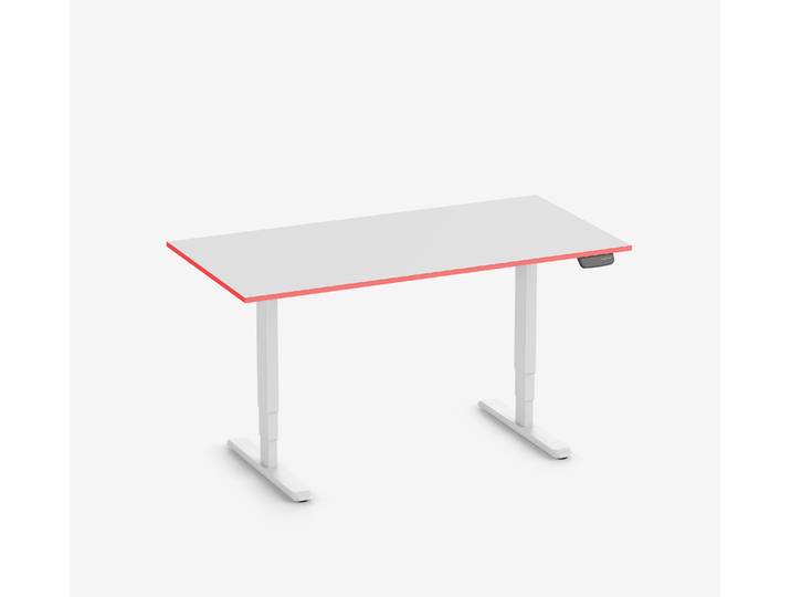 Primus Gamingschreibtisch Rechteck, Weiß Klassik Fire Red 160x80
