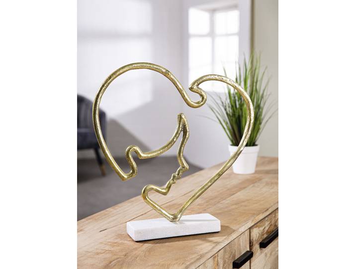 Wanddekoobjekt GILDE Skulptur Modern Face , gold (goldfarben), B:39cm H:40cm T:7,5cm, Aluminium, Wanddekoobjekte, Wanddekoobjekt