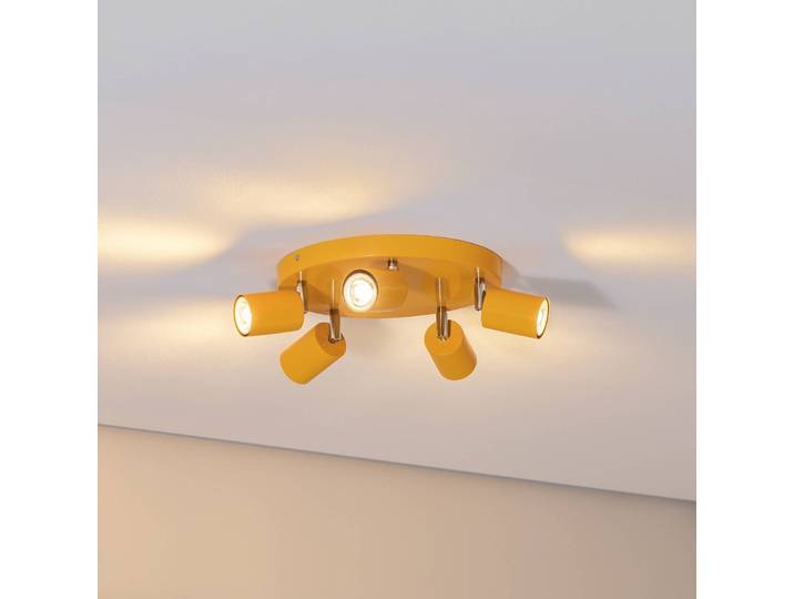 Deckenstrahler Fun, gelb, Ø 30 cm, verstellbar, GU10 Fun Luminex, dimmbar, gelb / orange, für Wohn- / Esszimmer, Metall, Modern, Strahler